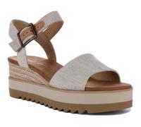 Sandales compensées TOMS Diana en toile pour femmes - Naturel - Boucle de serrage - Hauteur moyenne