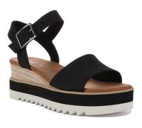 Sandales compensées TOMS Diana en toile pour femmes - Noir - Talon 5cm - Boucle de serrage 38