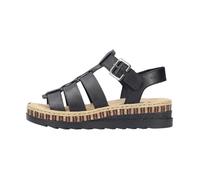 Sandales Compensés Cuir Rieker Lugano - Noir 37