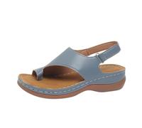 Sandales confortables à bride arrière pour femme - Bout ouvert - Réglable - Sandales de course à pied, bleu, 37 EU