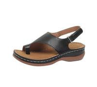 Sandales confortables à bride arrière pour femme - Bout ouvert - Réglable - Sandales de course à pied, Noir , 40.5 EU