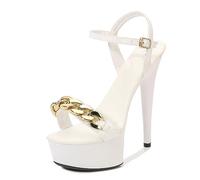 Sandales Confortables à Talons Aiguilles pour Femme pour Une Longue Tenue - pour Les fêtes de Vacances, Les événements sur la Plage et la Vie Nocturne,Blanc,39 EU