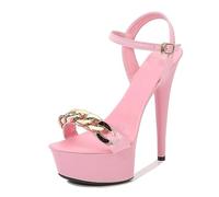 Sandales Confortables à Talons Aiguilles pour Femme pour Une Longue Tenue - pour Les fêtes de Vacances, Les événements sur la Plage et la Vie Nocturne,Rose,35 EU