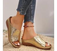 Sandales Confortables Orthopédiques d'été,Mules Femme Été,Confortable Chaussure Femme,Mode Bout Ouvert Compensées Plateforme Pantoufles Premium Orthopédiques Sandales,Mules en Cuir pour Sandales