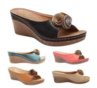 Sandales confortables pour femme - Chaussures d'été pour femme - Sandales compensées super confortables - Sandales romaines antiques - Antidérapantes - Respirantes - Bout ouvert - Décontractées - Pour