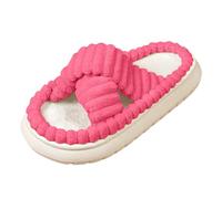 Sandales confortables pour femme en mousse à mémoire de forme avec bandes croisées en velours côtelé et bout ouvert, rose vif, 37.5 EU