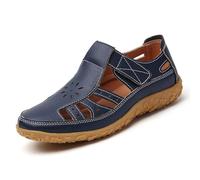 Sandales confortables pour femme pour un usage quotidien avec bout et talon fermés, découpes respirantes, fermeture parfaite, tenues d'été décontractées, bleu, 36 EU