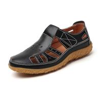 Sandales confortables pour femme pour un usage quotidien avec bout et talon fermés, découpes respirantes, fermeture parfaite, tenues d'été décontractées, Noir , 42 EU