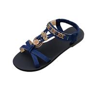 Sandales confortables pour femme pour un usage quotidien. Bout ouvert avec semelle plate. Style facile à enfiler. Pour l'été et les loisirs avec un jean., bleu foncé, 38 EU