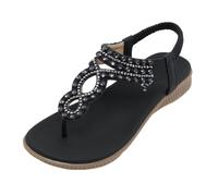 Sandales confortables pour femme - Soutien de la voûte plantaire - Chaussures d'été décontractées - Tongs élastiques à la cheville, noir, 38 EU