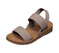 Sandales confortables pour femmes, idéales pour les sorties décontractées d'été, les vacances et les rendez-vous. Modèle à bout ouvert avec sangles extensibles pour un enfilage facile. (Khaki, 40)