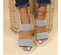 Sandales Confortables pour Femmes Sandales de Sport Plates en Maille D'été Sandales en Maille Stretch Chaussures de Marche Décontractées À Enfiler,Gray1,US8/EU39