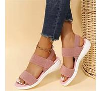 Sandales Confortables pour Femmes Sandales de Sport Plates en Maille D'été Sandales en Maille Stretch Chaussures de Marche Décontractées À Enfiler,Rose,US10/EU41