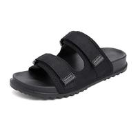 Sandales Confortables Unisexes À Enfiler Pantoufles pour Diabétiques en Mousse À Mémoire De Forme Réglables Claquettes De Plage À Bout Ouvert Tongs De Marche D'intérieur Et D'extérieur-Black||46