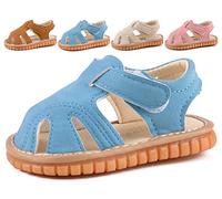 Sandales couineurs d'été pour garçons et filles - Bout fermé - Semelle en caoutchouc de qualité supérieure - Chaussures de premiers marcheurs, 1301 Bleu, 22 EU