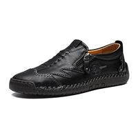 Sandales Creuses en Cuir pour Hommes Pêcheur D'été Masculin Marcher Chaussures de Vacances Respirantes 41 EU Noir,25.5 CM du Talon aux Orteils