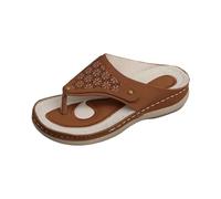 Sandales creuses pour femme - Sandales romaines antidérapantes légères - Sandales confortables pour la plage, les vacances, le trekking, marron, 41 EU