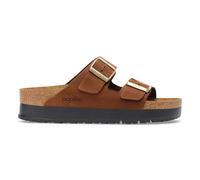 Sandales Cuir Birkenstock Arizona Pap Flex Platform Nubuck Marron