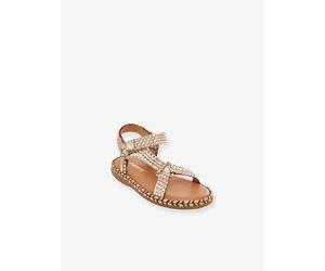 Sandales cuir enfant à scratchs Blister PAR M. BELARBI beige doré 29