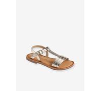 Sandales cuir fille collection maternelle jaune clair metallise 26