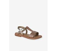 Sandales cuir fille collection maternelle marron imprimé 25