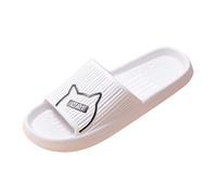 Sandales Cuir Homme Chausson Ete Homme Mode Dessin Chat Imprimé Plat Antidérapant Résistance Usure Confortable Slide Plage Mule