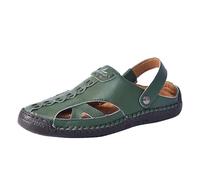 Sandales Cuir Homme Femme à Bout Couvert Mules et Sabots Chaussures Été Ajourées à Découpes Latérales et Bride Arrière Nu-Pieds Respirants à Semelle Crantée pour Plage Extérieur Marche et Loisirs Été