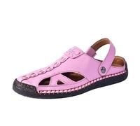 Sandales Cuir Homme Femme à Bout Couvert Mules et Sabots Chaussures Été Ajourées à Découpes Latérales et Bride Arrière Nu-Pieds Respirants à Semelle Crantée pour Plage Extérieur Marche et Loisirs Été