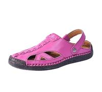 Sandales Cuir Homme Femme à Bout Couvert Mules et Sabots Chaussures Été Ajourées à Découpes Latérales et Bride Arrière Nu-Pieds Respirants à Semelle Crantée pour Plage Extérieur Marche et Loisirs Été
