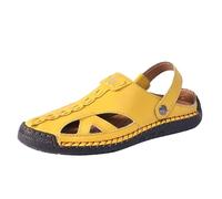 Sandales Cuir Homme Femme à Bout Couvert Mules et Sabots Chaussures Été Ajourées à Découpes Latérales et Bride Arrière Nu-Pieds Respirants à Semelle Crantée pour Plage Extérieur Marche et Loisirs Été