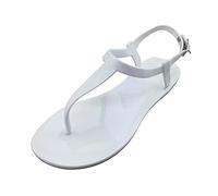Sandales de bain antidérapantes pour femme - Tongs de bain pour femme - Fond plat - Décontracté - Plage transparente - Sandales compensées - Sandales d'été - Pantoufles, Blanc., 40