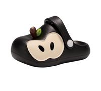 Sandales de douche unisexes pour couples à motif fruits avec plateforme confortable et semelle antidérapante idéales pour la maison et les sorties estivales (Black, 38)