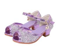 Sandales de fête à paillettes à talons hauts pour filles - Pour l'été - Antidérapantes - Légères et confortables - Pour la plage, les occasions formelles - Chaussures habillées, violet, 18 EU