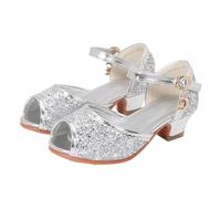 Sandales de fête à paillettes à talons hauts pour filles - Pour l'été - Antidérapantes - Légères et confortables - Pour la plage, les occasions formelles - Chaussures habillées, Argenté., 30 EU