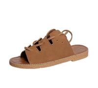 Sandales de gladiateur à lanières pour femme - Chaussures romaines plates - Bout carré - Lacets - Sangle de cheville - Confortable - Plat - Bout ouvert - Style décontracté - Pour l'été - Chaussures