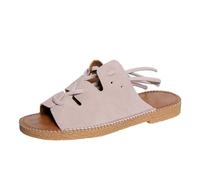 Sandales de gladiateur à lanières pour femme - Chaussures romaines plates - Bout carré - Lacets - Sangle de cheville - Confortable - Plat - Bout ouvert - Style décontracté - Pour l'été - Chaussures