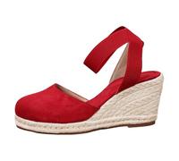Sandales de gladiateur pour femme - Espadrilles d'été - Sandales compensées avec talon compensé fermé - Sandales respirantes - Sandales de plage élégantes, O rouge., 40 EU