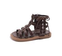 Sandales de gladiateur pour filles, adolescentes, mode d'été, chaussures romaines légères, mignonnes, chaussures romaines pour enfants, couleur unie, semelle compensée douce, rembourrée, avec lanières
