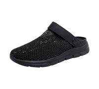 Sandales de loisirs à enfiler - Sandales orthopédiques - En maille - Pour homme et femme - Respirantes - Avec semelle souple antidérapante, Noir , 40 EU