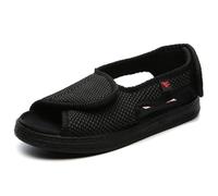Sandales De Marche pour Diabétiques Personnes Âgées Casual Large Largeur Open Toe Sandales De Marche Pantoufles pour Pieds Enflés Arthrite,Noir,35 EU