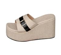 Sandales de marche pour femmes Royaume-Uni Nouvelles Europe et États-Unis Commerce extérieur épais fond pente avec un mot pantoufles femme talons hauts chaussures de plage transparentes, Bg3, 37 EU