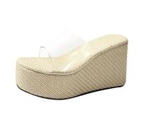 Sandales de marche pour femmes Royaume-Uni Nouvelles Europe et États-Unis Commerce extérieur épais fond pente avec un mot pantoufles femme talons hauts chaussures de plage transparentes, BG2., 39 EU