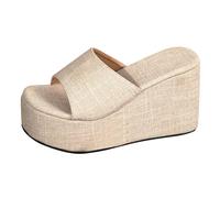 Sandales de marche pour femmes Royaume-Uni Nouvelles Europe et États-Unis Commerce extérieur épais fond pente avec un mot pantoufles femme talons hauts chaussures de plage transparentes, BG1., 38 EU