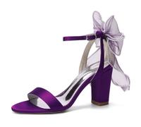 Sandales de Mariage pour Femmes en Satin Blanc à Talon Bloc, Bout Ouvert, Bride à la Cheville, pour mariée,C,41