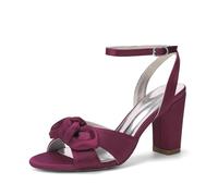 Sandales De Mariée À Talons Carrés Épais avec Nœud Féminin, Bout Rond Bride Arrière Et Boucle À La Cheville Chaussures D'été pour Mariage, Fête Ou Bal,Burgundy,36 EU