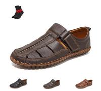Sandales De Pêcheur D’Été pour Hommes, Bout Fermé À Semelle Souple Ajourée, Antidérapantes Et Respirantes pour Randonnée Et Plage(Dark Brown,44 EU)