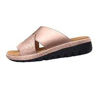 Sandales De Plage Confortables Pour Femmes Tong De Soulagement De Douleur De L'oignon Hallux Valgus Pantoufles Larges,Légères Et Respirantes Chaussures De Plage Antidérapantes Pour L'été-Gold||38EU