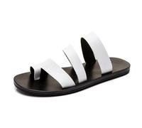 Sandales De Plage Respirantes Et Antidérapantes pour Homme À Enfiler avec Pince Et Correcteur D'oignon, Tongs Orthopédiques Élégantes À Bout Ouvert Souples Durables, pour L'été, Marche(White,46 EU)