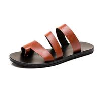 Sandales De Plage Respirantes Et Antidérapantes pour Homme À Enfiler avec Pince Et Correcteur D'oignon, Tongs Orthopédiques Élégantes À Bout Ouvert Souples Durables, pour L'été, Marche(Marrone,44 EU)