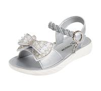 Sandales de princesse pour fille avec nœud papillon - à semelle souple - Cristal et diamants embellies - à bout ouvert - Sandales fille ete confortable orthopédiques plates antidérapantes